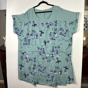 Floral Midi Dress in Blue and Green